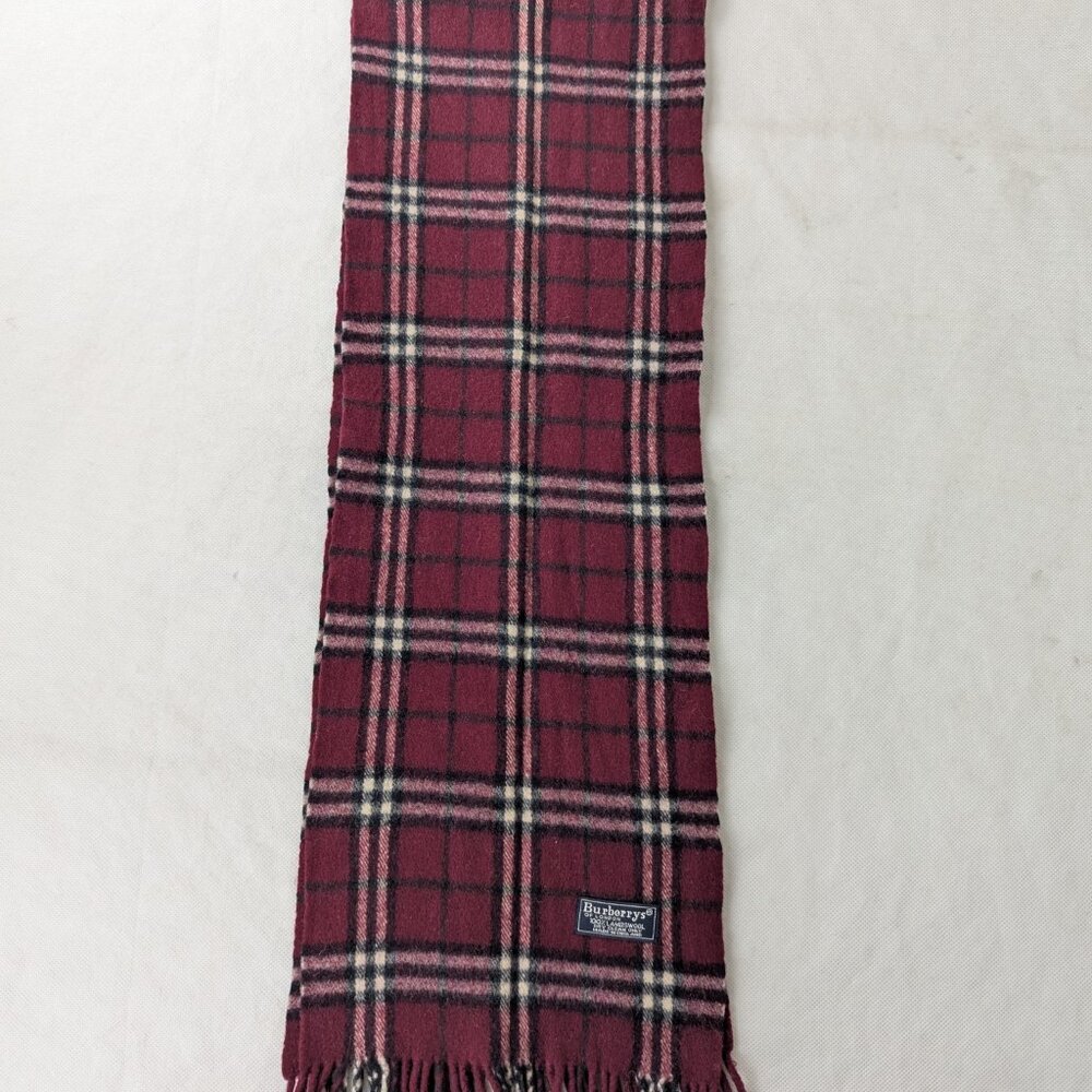 Burberry Lambswool Check Scarf Maroon | Unisex | Designer | Quick Ship - Picture 2 of 6